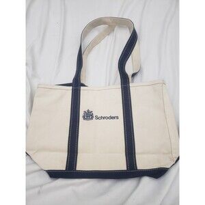 LL Bean Zipper Boat and Tote Blue Canvas Bag Large 18x12 Inch Embroidered